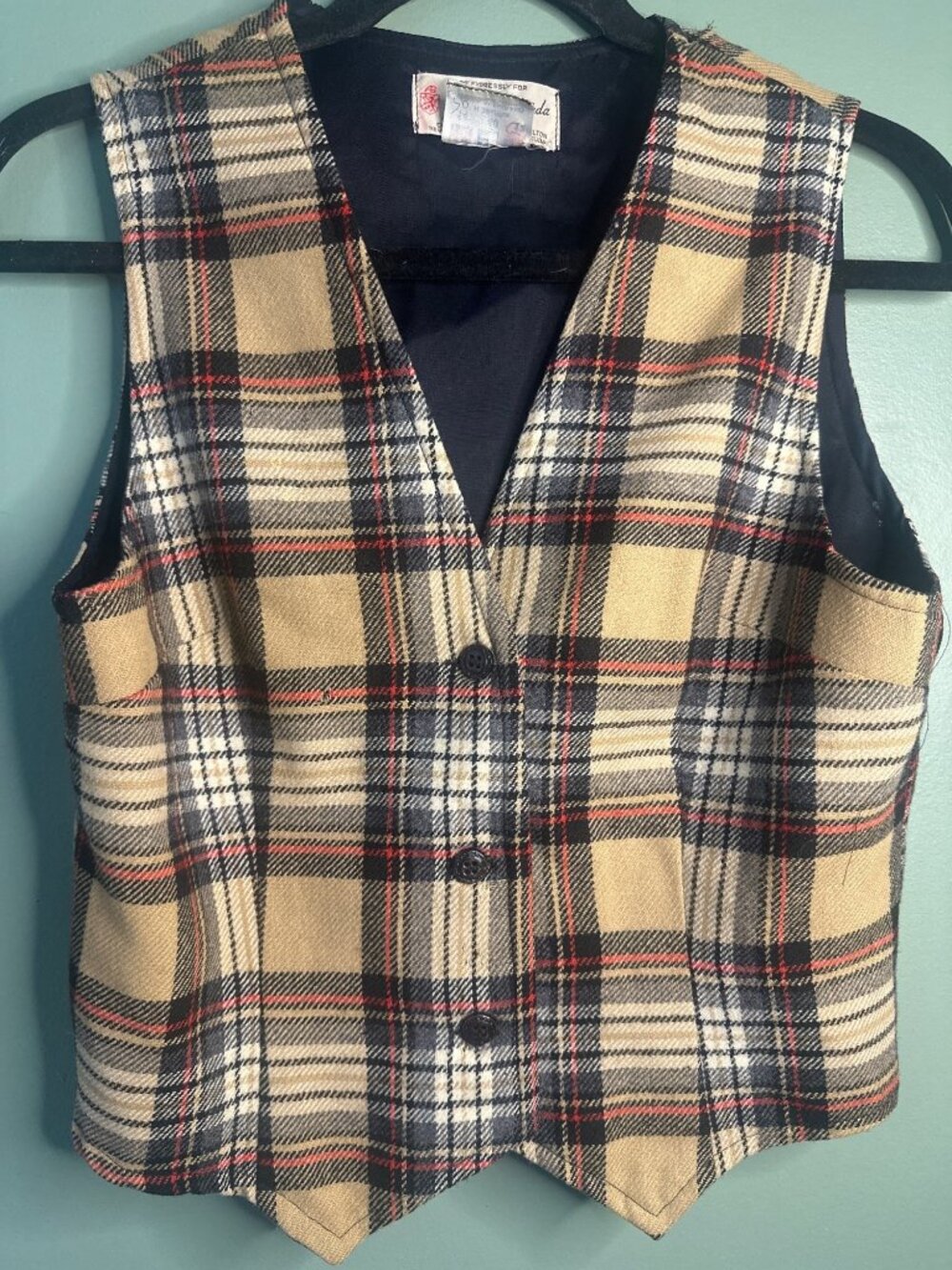 Vintage Browns of Bermuda Plaid Pure New Wool Vest US 12 Made England Old Money
